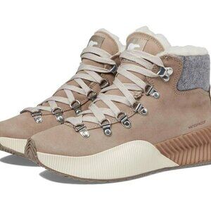 Sorel Womens Combat Boots 9.5 Taupe Leather ankle Booties Waterproof